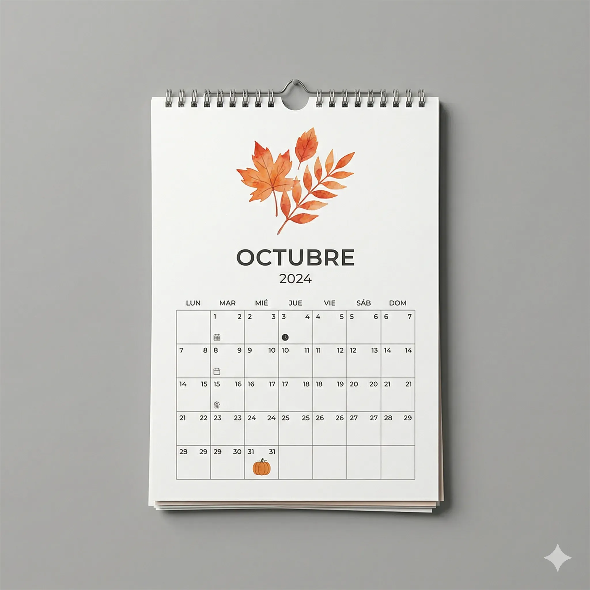 Calendario de Pared con Espiral