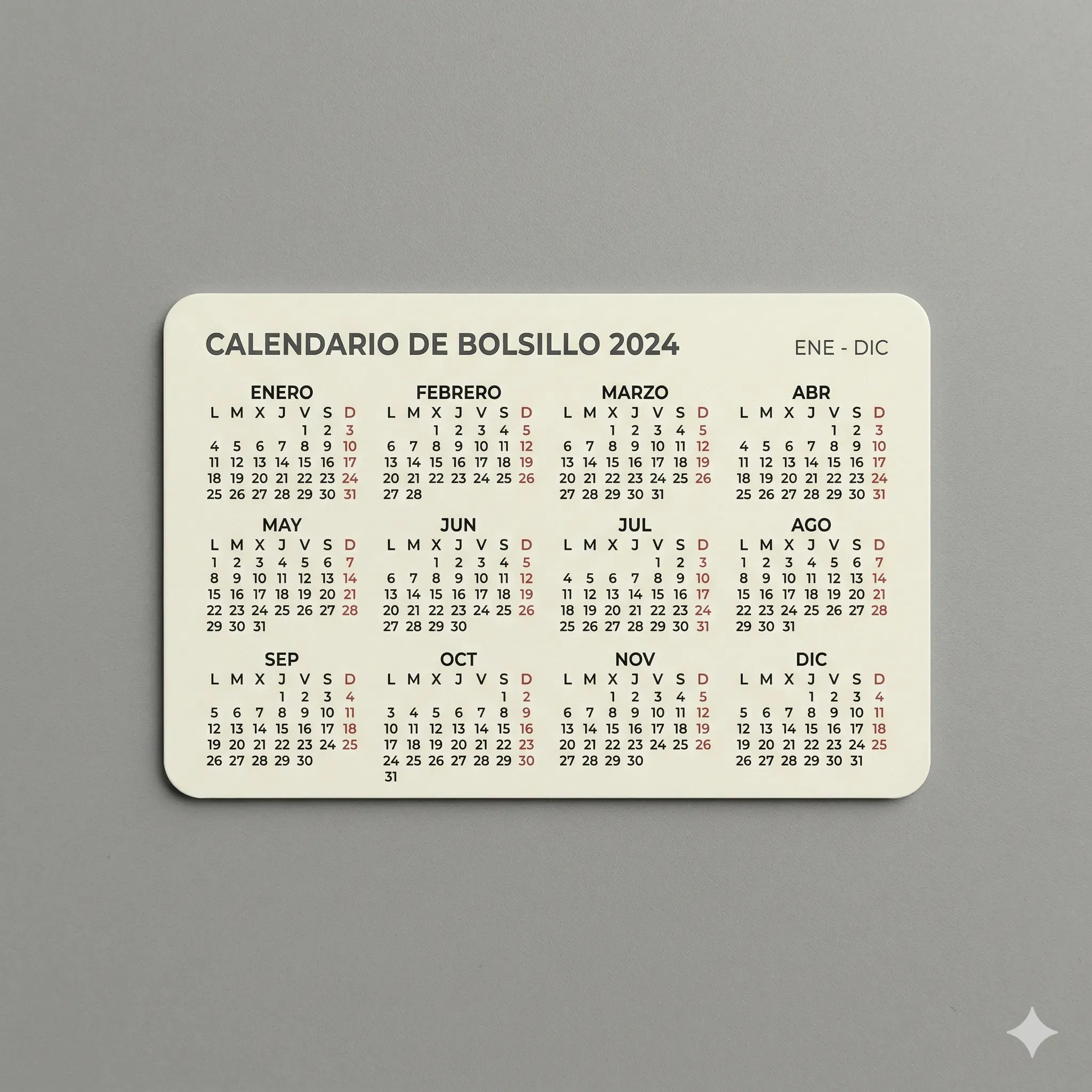 Calendario de Bolsillo