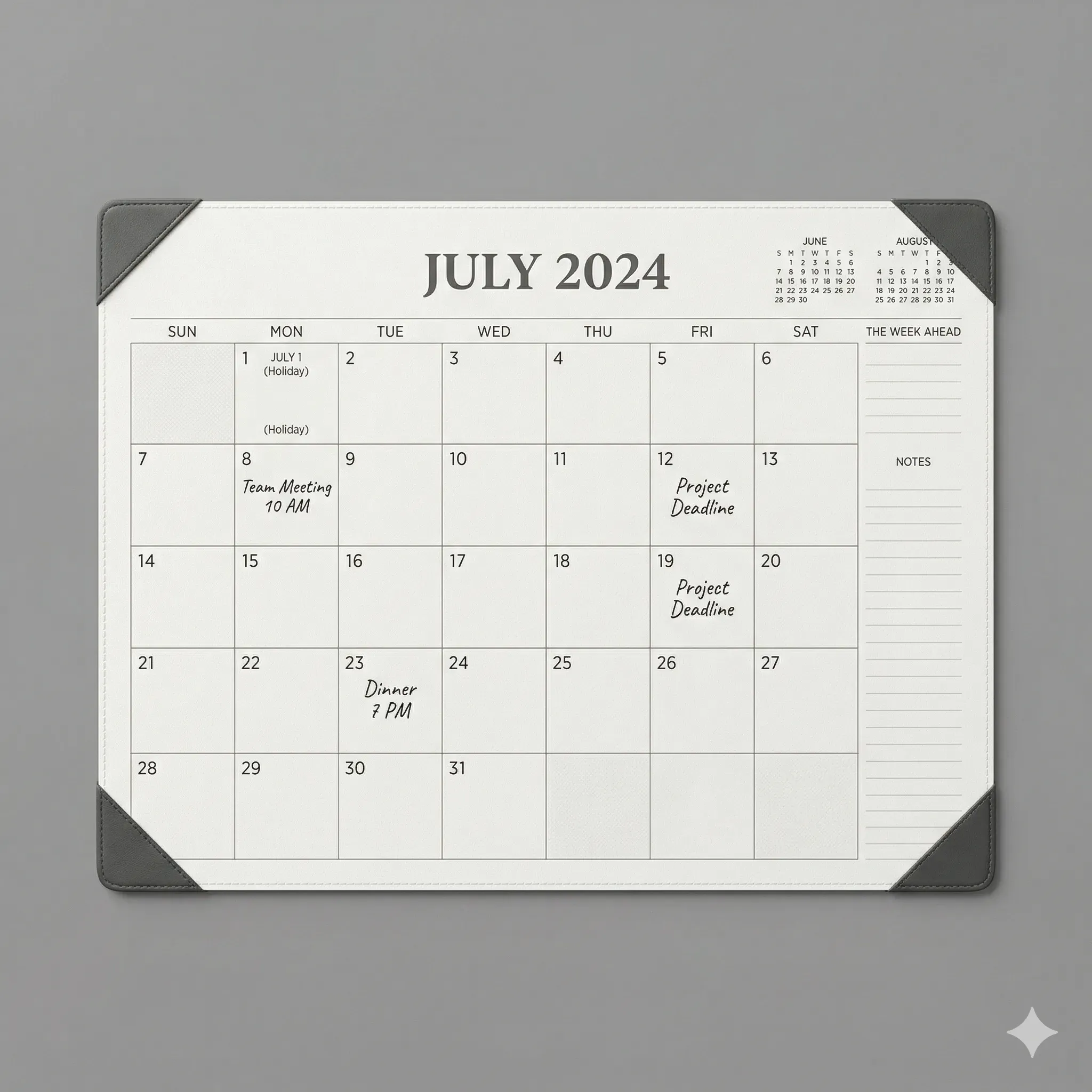 Calendario Tipo Planeador de Mesa